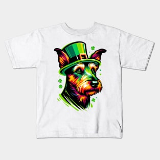 Jagdterrier Enjoys Saint Patrick's Day Festivities Kids T-Shirt